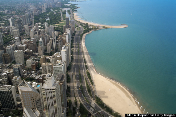 Aerial view of downtown Chicago, USA