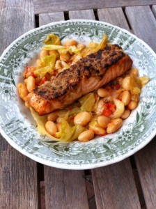 zalm-op-saus-met-bonen