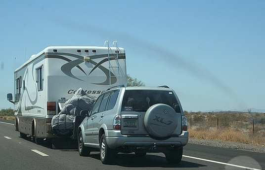 Auto of Camper reizen in Amerika