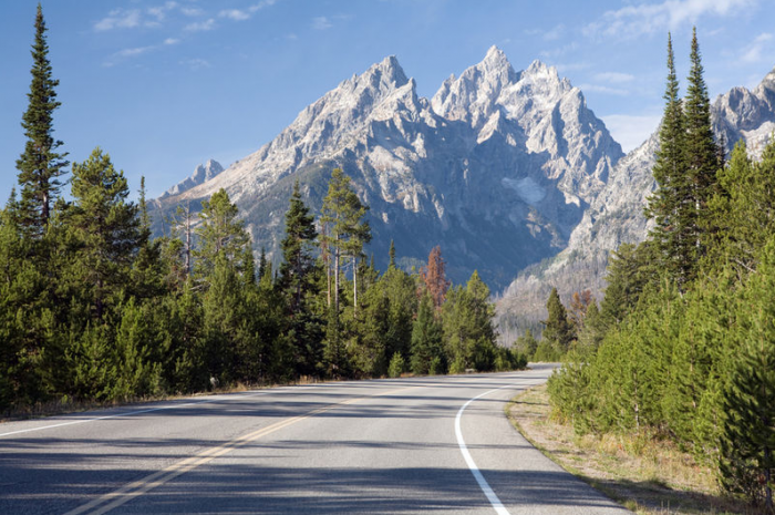 De Highway 89 naar Jackson Hole, in Wyoming. © thinkstock