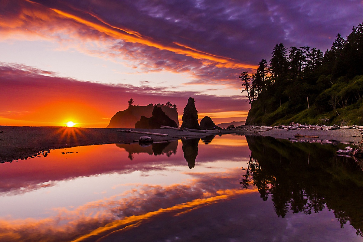 Antwan Jansen - Zonsondergang op ruby Beach in het Olympic N.P